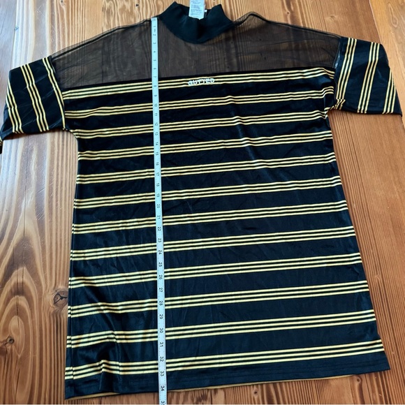 The Ragged Priest Velour Stripe GUTTED Mesh Panel T-Shirt Dress - Picture 12 of 12